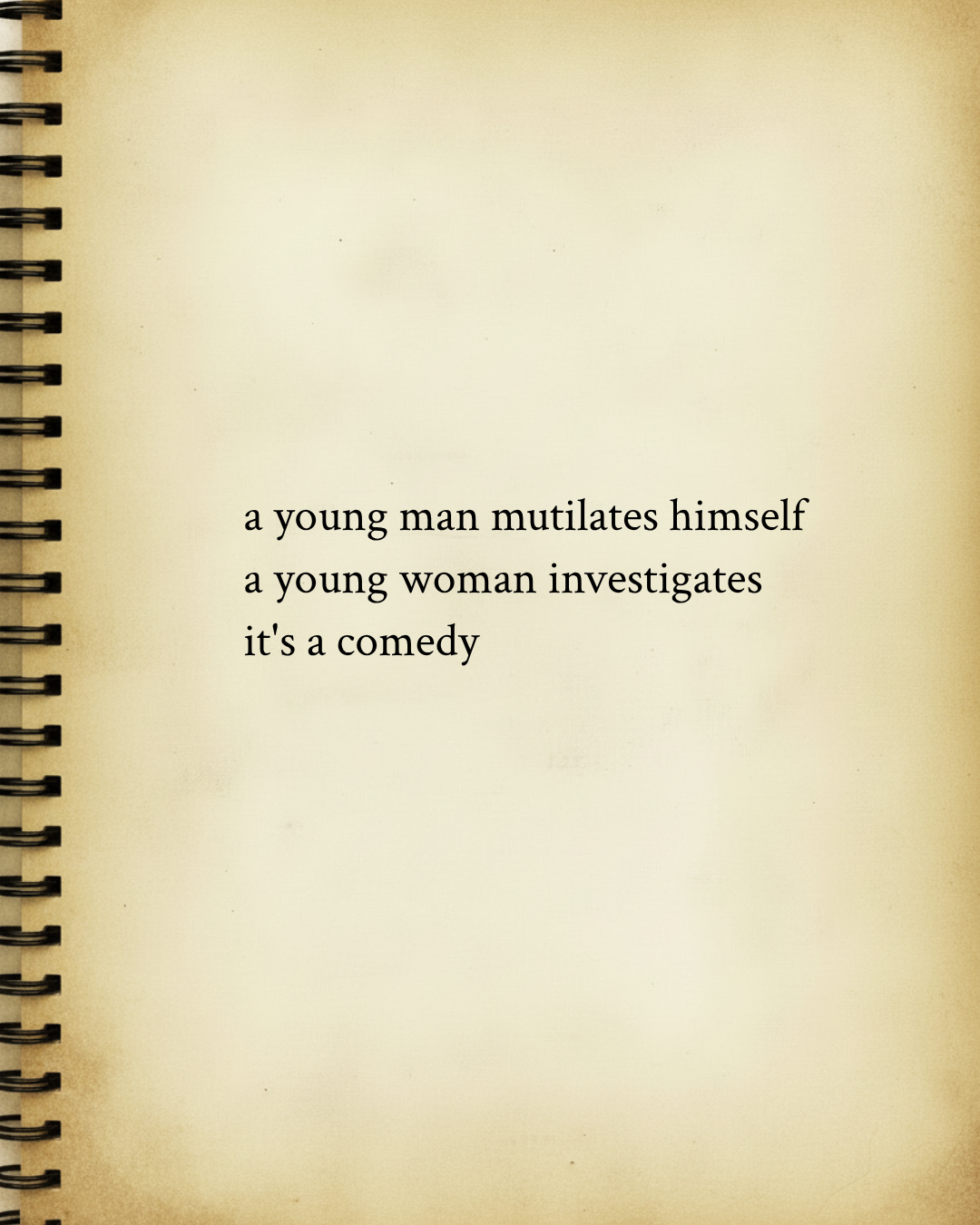 A discoloured page from an old notebook