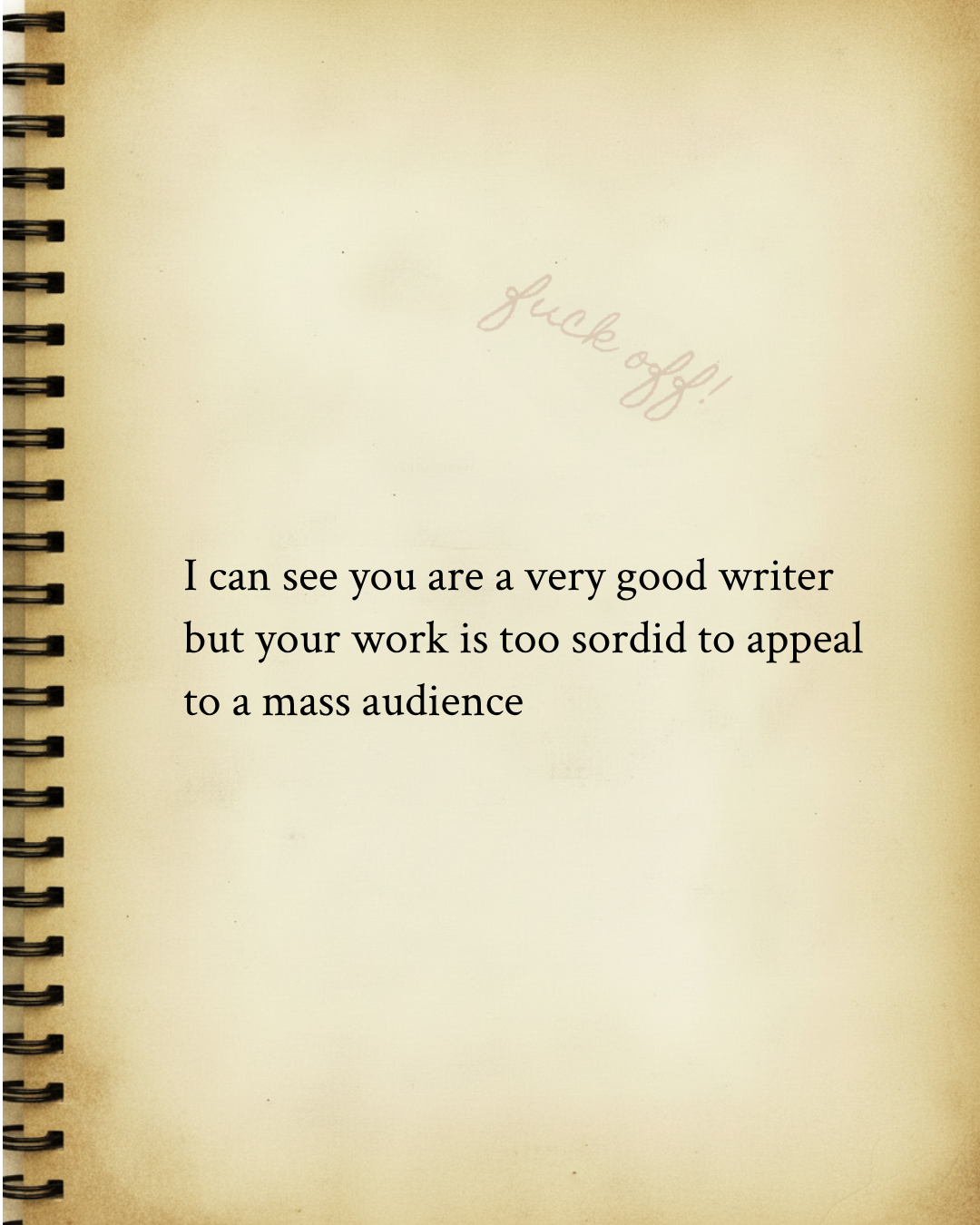 A page of an old notebook, with a written entry and a scribbled comment above it