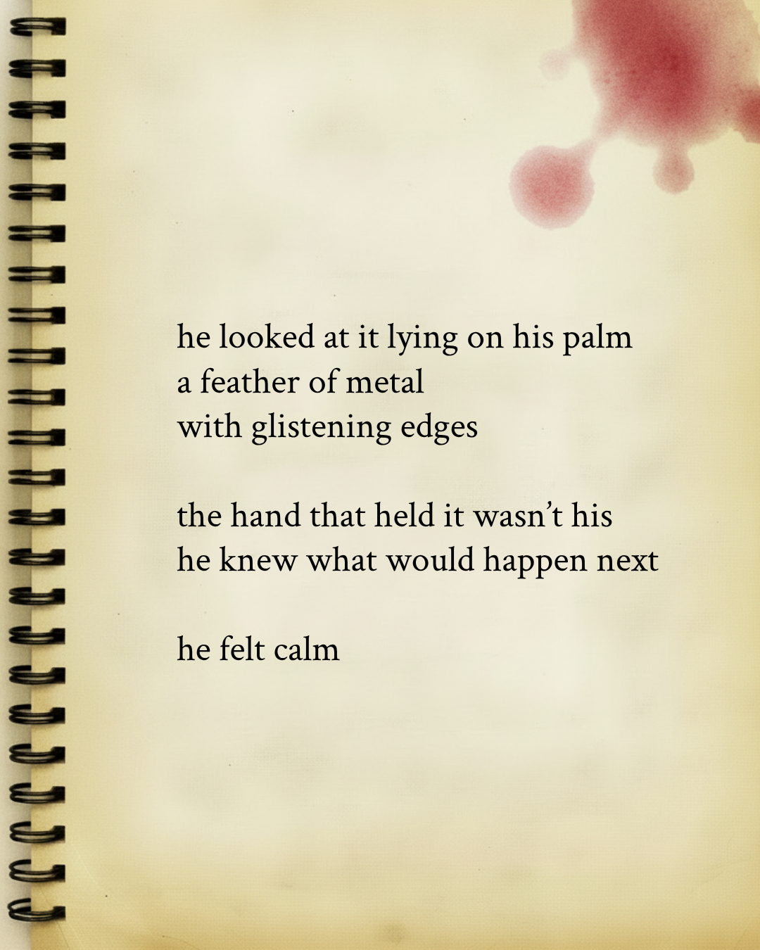 A discoloured page from an old notebook